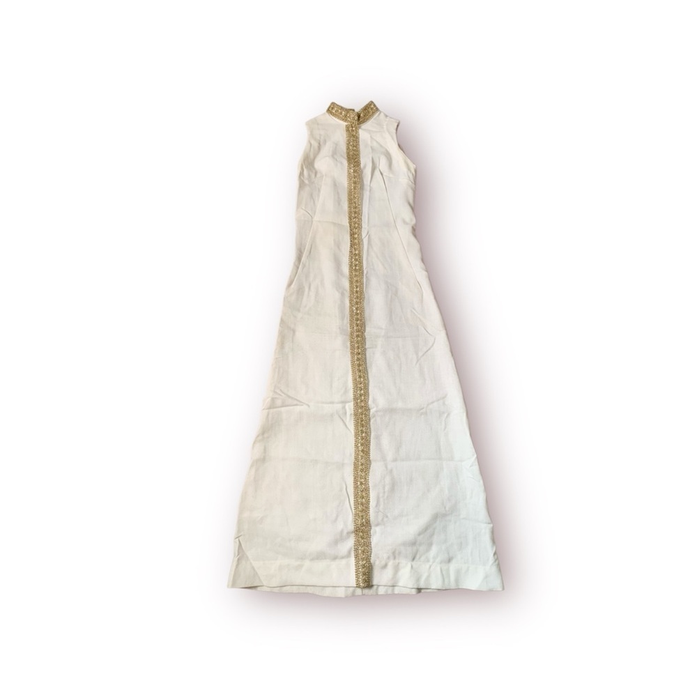 Vintage white gold sleeveless party maxi dress